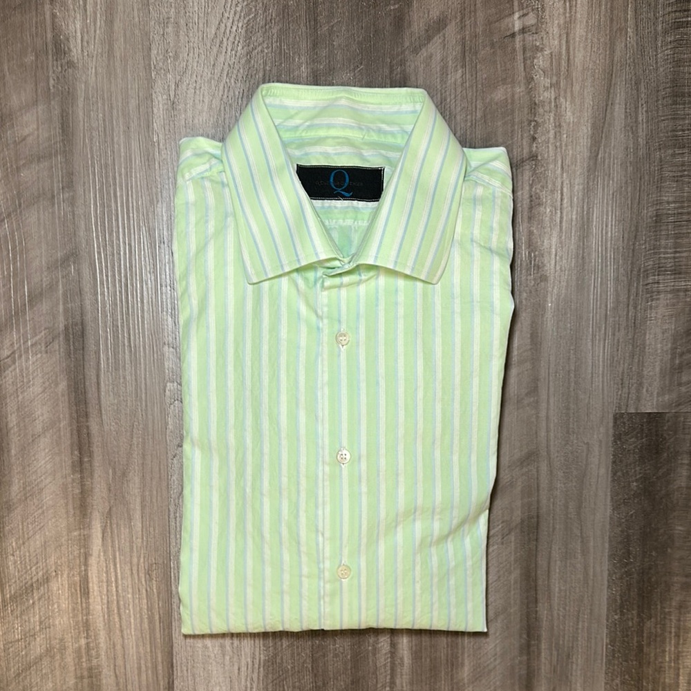 Q Custom Clothiers French Cuff Long Sleeve Button Down - Latge